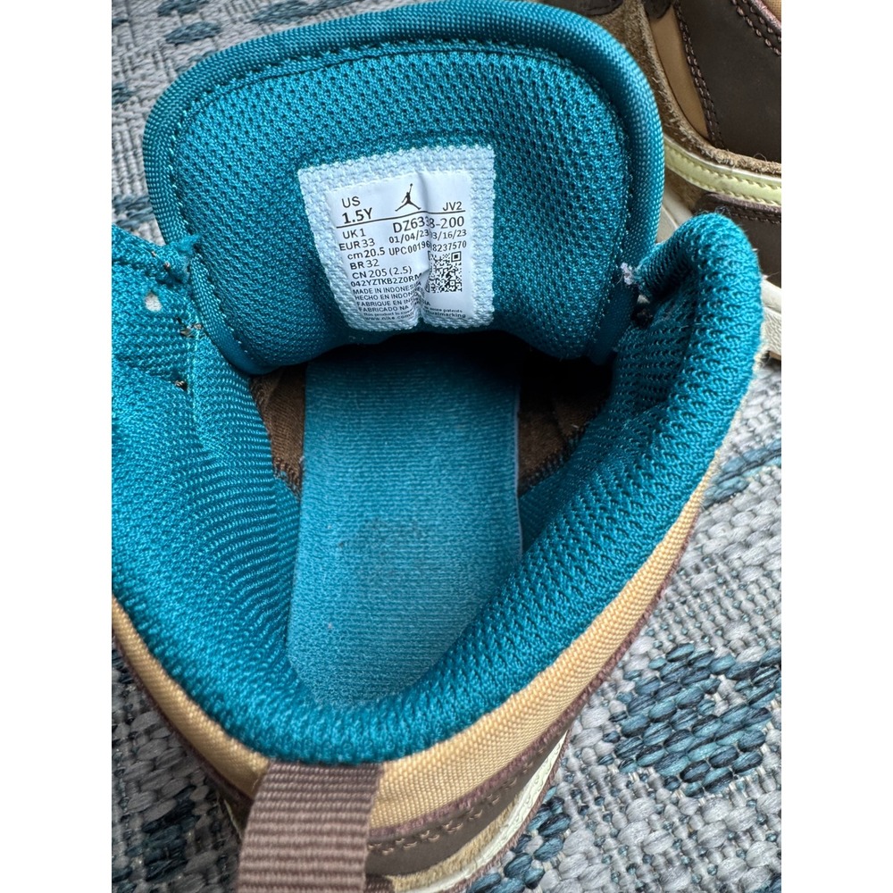 Nike Air Jordan 1 Mid Cacao Wow Brown Teal Kids Shoes DZ6335-200 Size 1.5Y - Picture 7 of 10